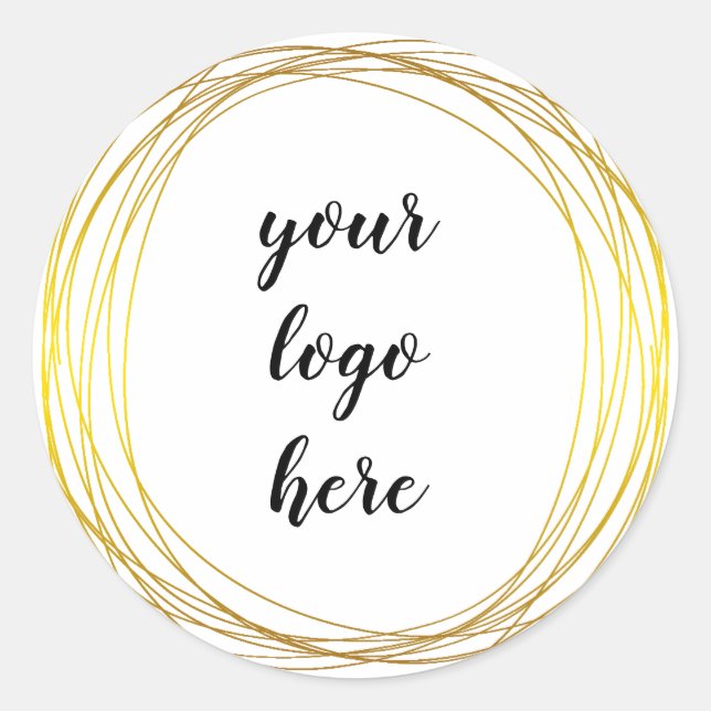 Gold Circle Rings Border Glitter Custom Logo Classic Round Sticker (Front)