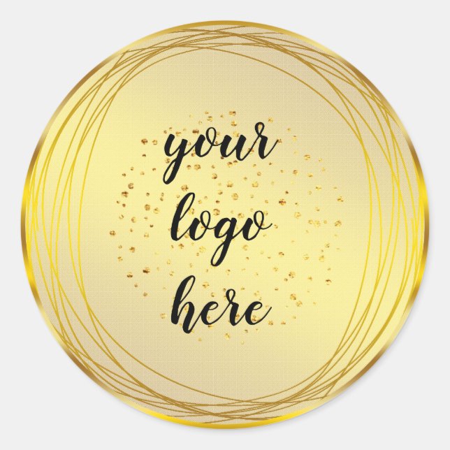 Gold Circle Rings Border Glitter Custom Logo Classic Round Sticker (Front)