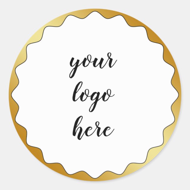 Gold Circle Rings Border Glitter Custom Logo  Classic Round Sticker (Front)