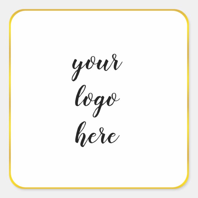 Gold Circle Rings Border Glitter Custom Logo  Square Sticker (Front)