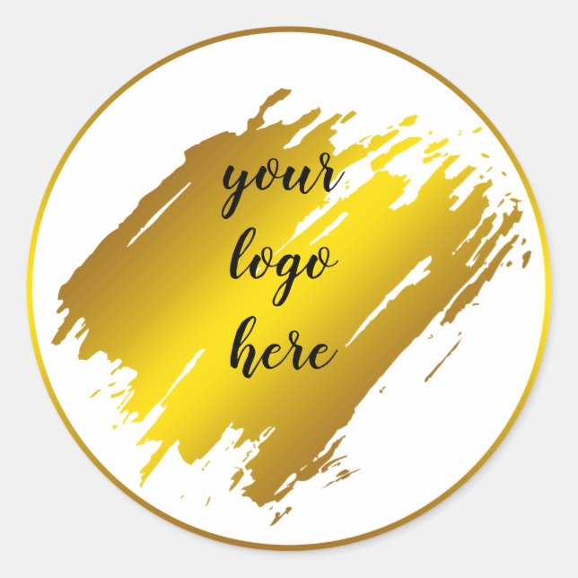 Gold Circle Rings Splatter Glitter Custom Logo Classic Round Sticker (Front)