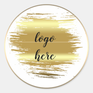 Gold Circle Rings Splatter Glitter Custom Logo Classic Round Sticker