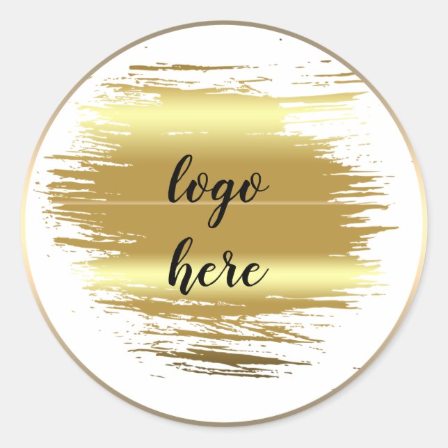 Gold Circle Rings Splatter Glitter Custom Logo Classic Round Sticker (Front)