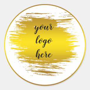 Gold Circle Rings Splatter Glitter Custom Logo Classic Round Sticker