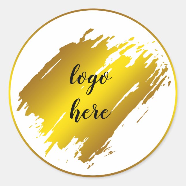 Gold Circle Rings Splatter Glitter Custom Logo Classic Round Sticker (Front)