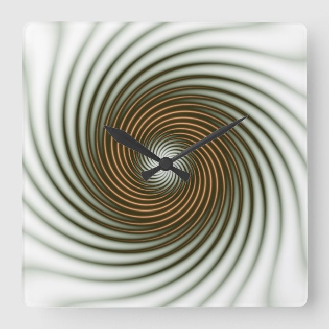 Gold Circle Spin Square Wall Clock (Front)