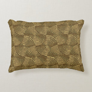 Gold Circle Texture: Abstract Seamless. Decorative Cushion