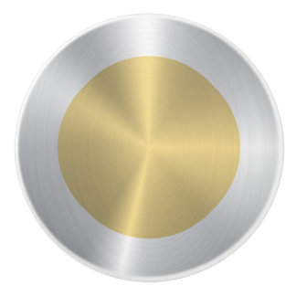 Gold circle with silver border ceramic knob