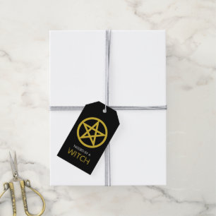 Gold Circled Pentagram, Halloween Gift Tags