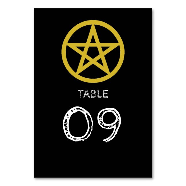 Gold Circled Pentagram, Halloween Table Number (Front)