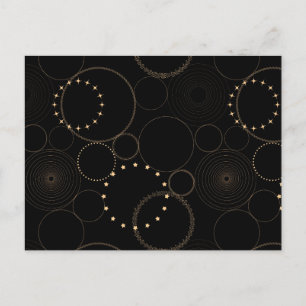 Gold circles astrology wheel astro chart black sky postcard