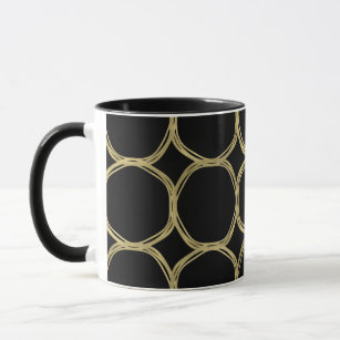 Gold Circles & Black Modern Trendy Chic Glam Mug