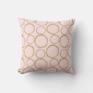 Gold Circles & Blushing Pink Modern Trendy Mod Cushion