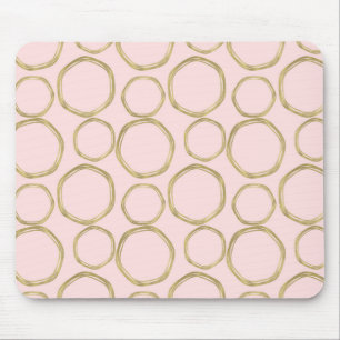 Gold Circles & Blushing Pink Modern Trendy Mouse Pad