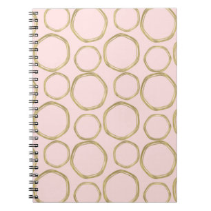 Gold Circles & Blushing Pink Modern Trendy Notebook