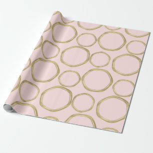 Gold Circles & Blushing Pink Modern Trendy Wrapping Paper