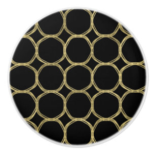 Gold Circles & Chic Black Modern Trendy Mod Ceramic Knob