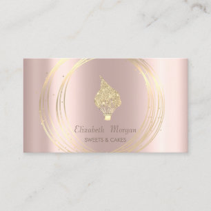 Gold Circles Glitter Whisk Rose Gold Business Card