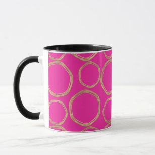 Gold Circles & Hot Pink Bright Fun Modern Trendy Mug