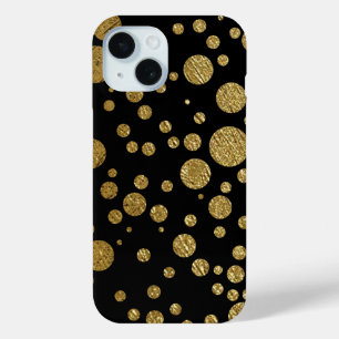 gold circles on black iPhone 15 case