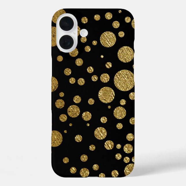 Gold Circles on Black Case-Mate iPhone Case (Back)