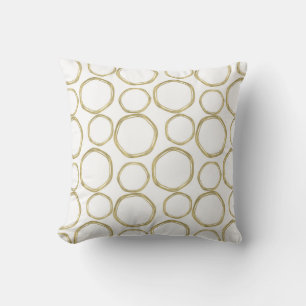 Gold Circles On White Modern Chic Cushion