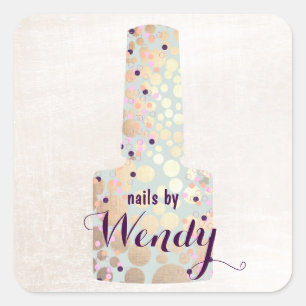 Gold Circles Polish Bottle Nail Salon Manicurist Square Sticker