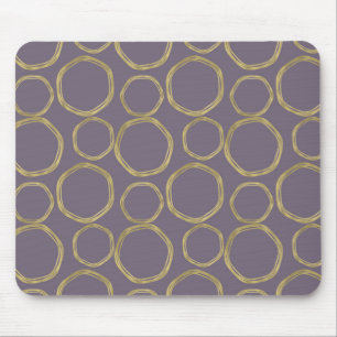 Gold Circles & Rustic Taupe Purple Modern Trendy Mouse Pad