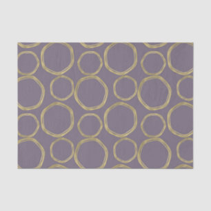 Gold Circles & Rustic Taupe Purple Modern Trendy Tissue Paper