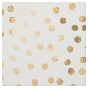 Gold City Dots on White Fabric
