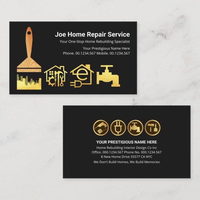 Gold City Silhouette Paint Brush Business Card (Front/Back)