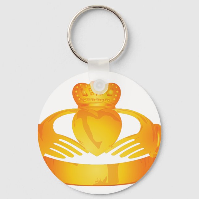 gold claddagh ring key ring (Front)