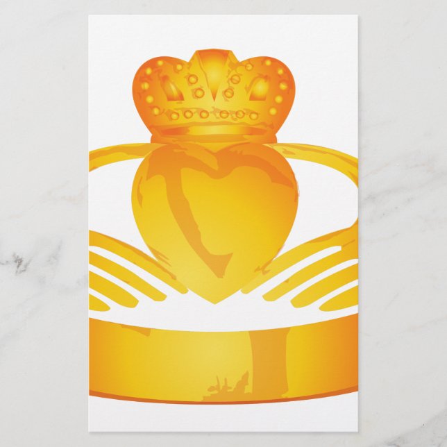 gold claddagh ring stationery (Front)