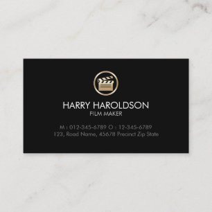 Gold Clapperboard Icon Film Director Visual Arts Business Card