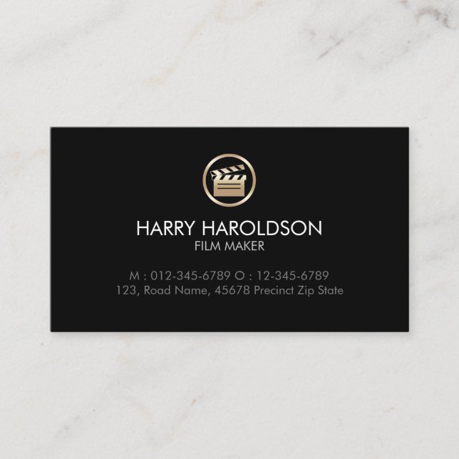 Gold Clapperboard Icon Film Director Visual Arts Business Card (Front)
