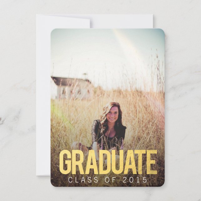 GOLD CLASS OF 2015 GRADUATION PHOTO INVITE (Front)