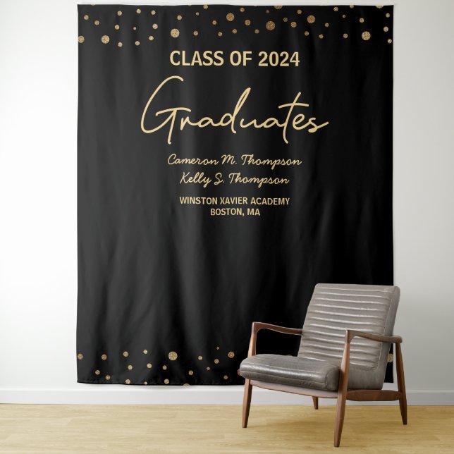Gold Class of 2024 Graduates Names Custom Tapestry (In Situ)