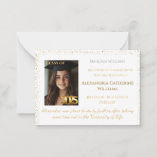  Gold Class of 2025 Graduation Announcement Card