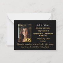  Gold Class of 2025 Graduation Announcement Card