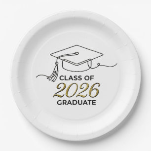 Gold Class of 2026 Paper Plate