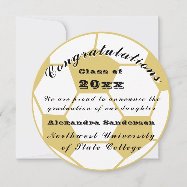 Gold Class of  School grad Soccer Ball Graduation  (Front)