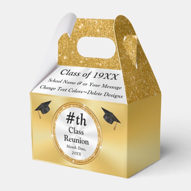 Gold, Class Reunion Favours, Boxes, Change Colours Favour Box (Front Side)