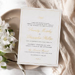Gold Classic Elegance Script Simple Wedding<br><div class="desc">This elegant wedding invitation features black classic script and real foil gold thin frame and couple names,  simple and stylish,  great for classic wedding,  vintage wedding,  formal wedding. 
See all the matching pieces in collection</div>