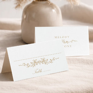 Gold Classic Floral Wedding Place Card