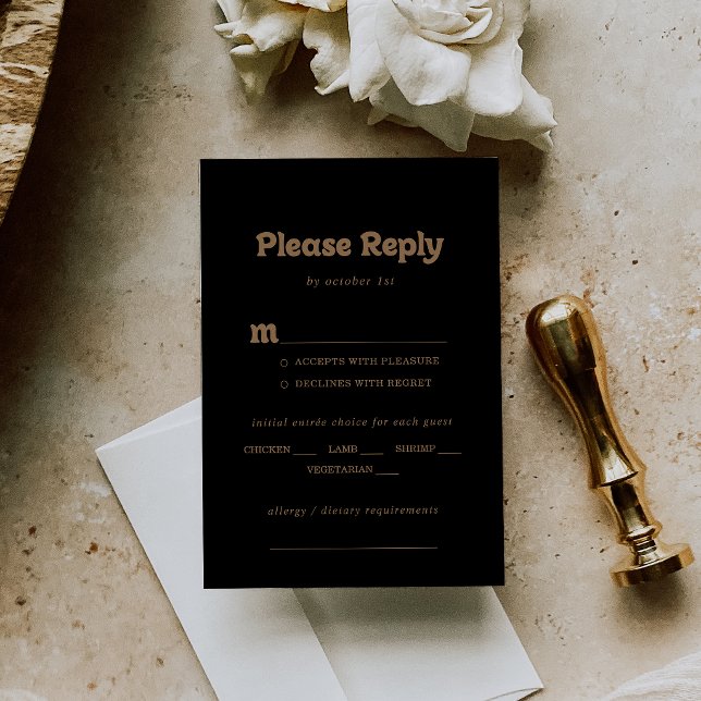Gold Classic Minimal Wedding Menu Choice RSVP (Creator Uploaded)