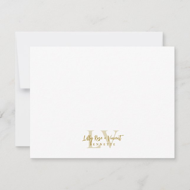 Gold Classic Monogram Couple Custom Wedding Card (Front)