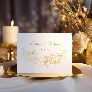 Gold Classic Ornament Foldable Name Card