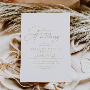 Gold Classy Chic 50th Wedding Anniversary Invitation
