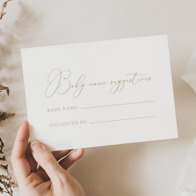 Gold Classy Chic Baby Name Suggestions Card (Creator Uploaded)