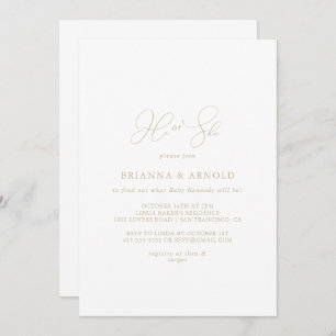 Gold Classy Chic He or She Gender Reveal  Invitation